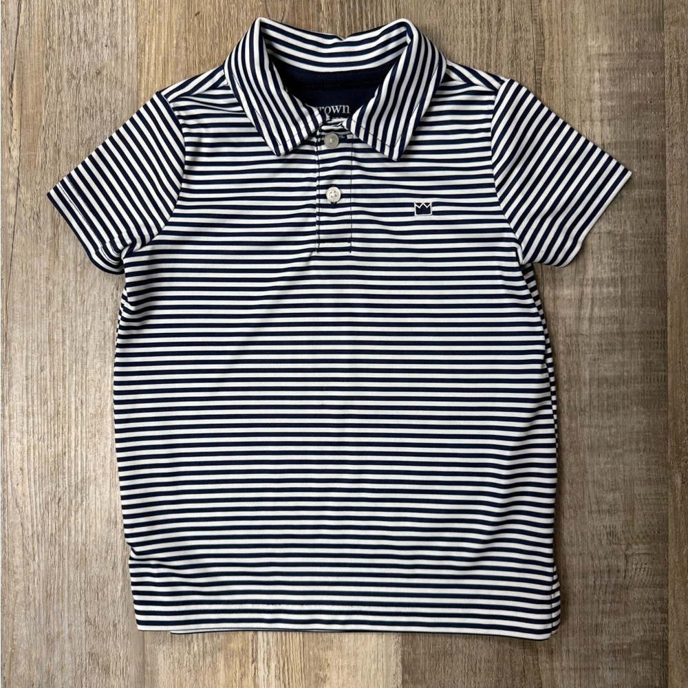 Crown & Ivy Navy and White Striped Polo Shirt (EUC)